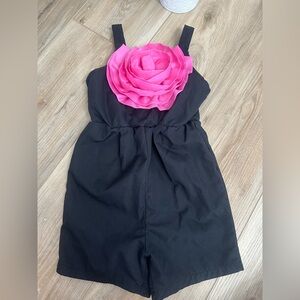 SHEIN Black Romper with Pink Floral Detail